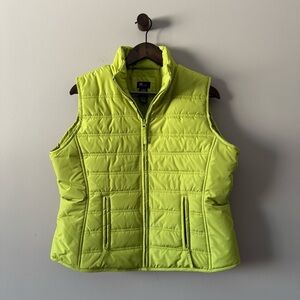 SJB ACTIVE BY ST. JOHN’S BAY BRIGHT SPRING GREEN PUFFER VEST SIZE LARGE